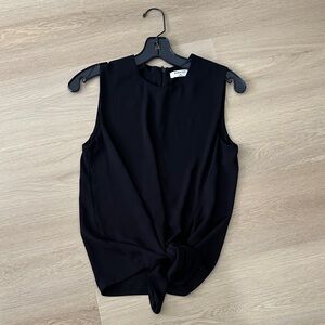 Aritzia Sleeveless Black Knot-Front Blouse Top